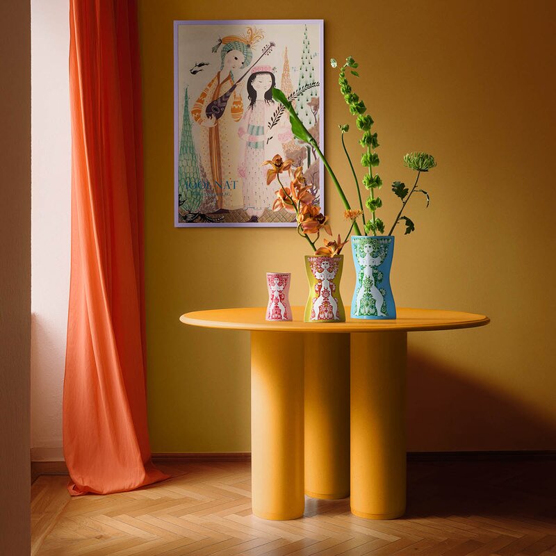 Bjørn Wiinblad Nina vase 28,5 cm lys blå/grønn