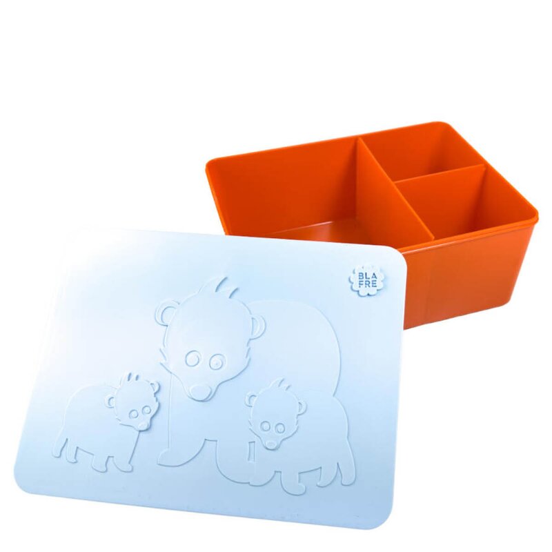 Blafre Matboks i plast treroms 7x14x19 cm Bjørn lys blå/oransje