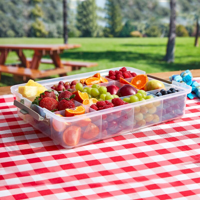 Farberware Snacklebox med 11 rom og plastbrett 30x40,5 cm hvit