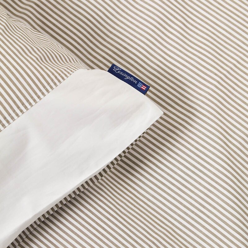 Lexington Sengesett 200x220 cm bomullspercale stripet olive/white