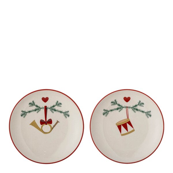 Bloomingville Yule tallerken 16 cm 2 stk julemotiv