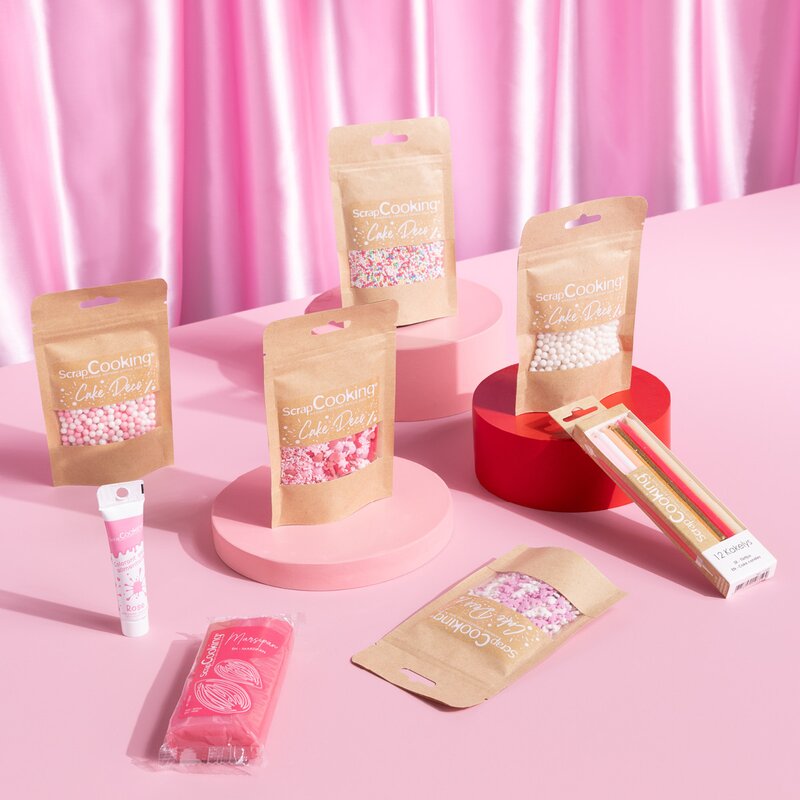 ScrapCooking Kakelys 12 stk rosa/gull/hvit/rød
