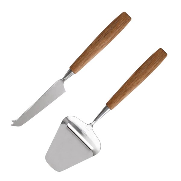 Bjørklund Treskaft sett med ostehøvel og ostekniv universal eik