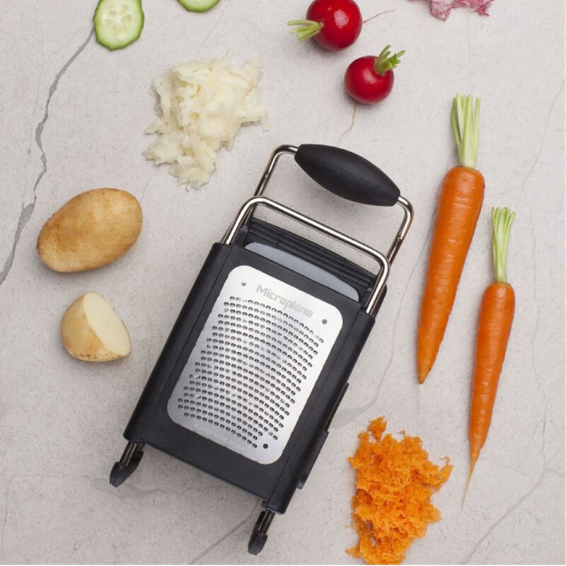 Microplane Box Grater rivjern med 4 sider 27 cm svart