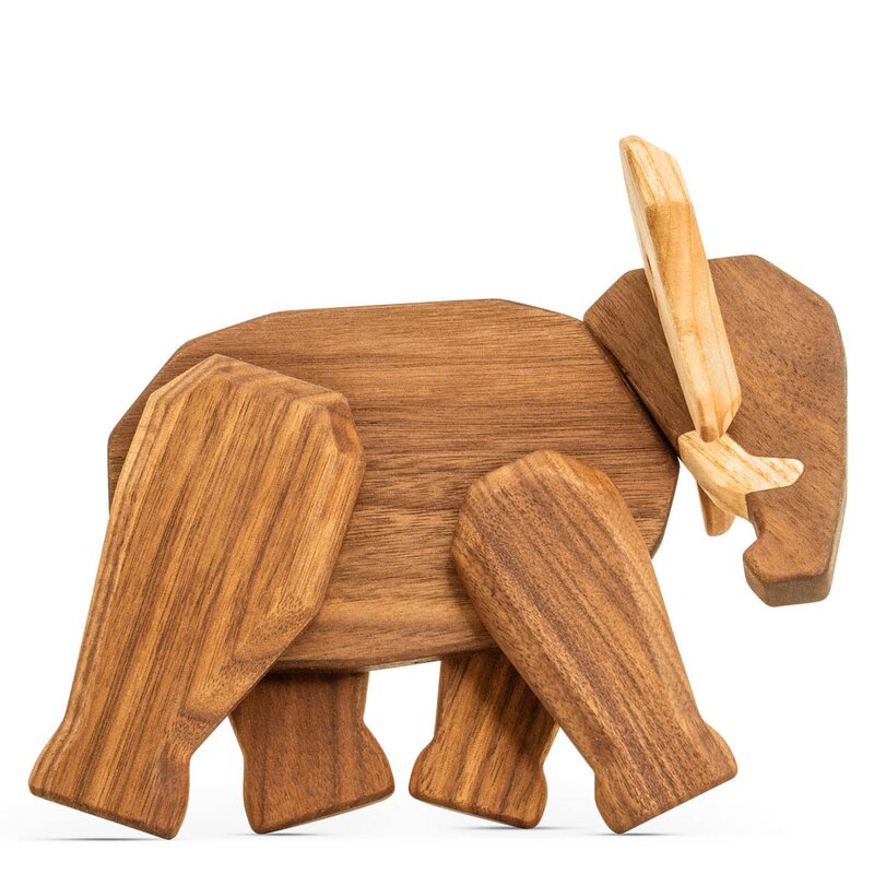 FableWood Far elefant trefigur 16 cm valnøtt/ask