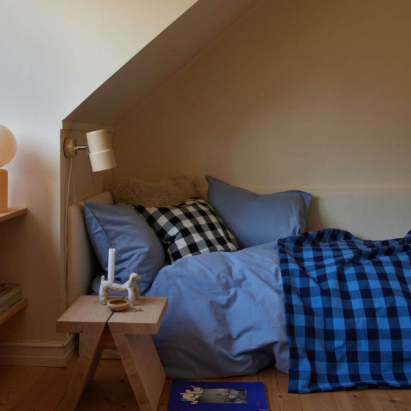 Midnatt Gingham sengeteppe 260x260 cm blå