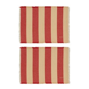 OYOY Toppu bordbrikke 48x36 cm 2 stk red/offwhite
