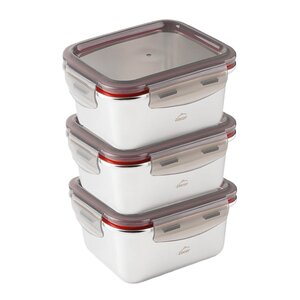 Lacor Matboks i stål med tett lokk 3 stk 0,26L