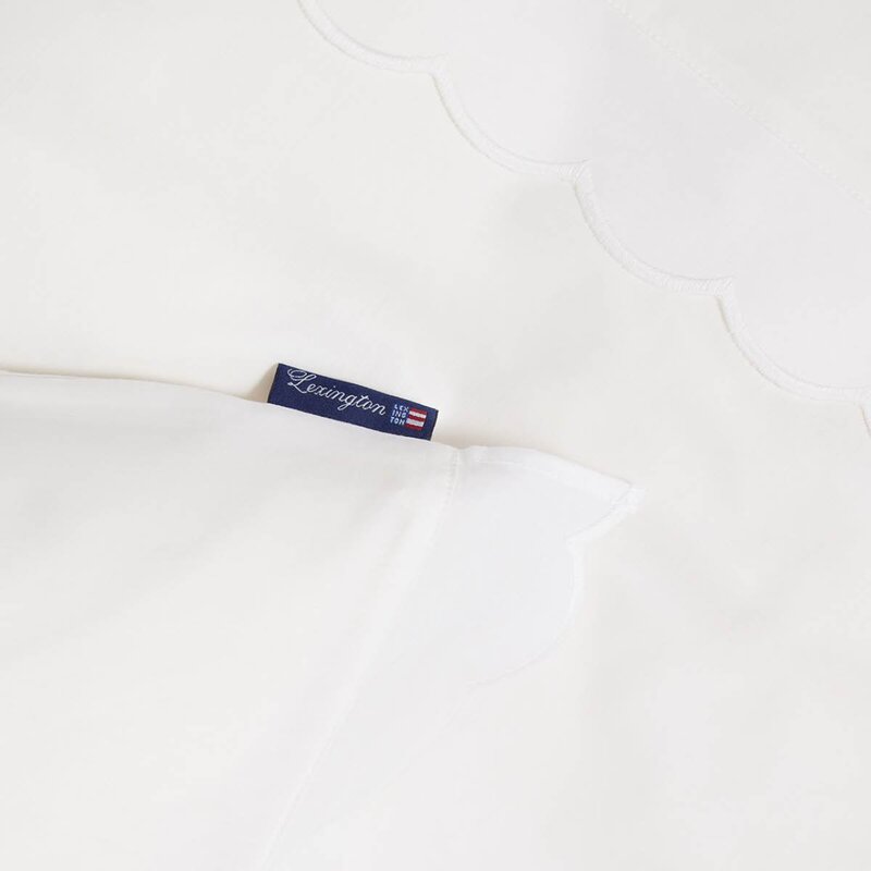 Lexington Sengesett percale bølgekant 140x200 cm hvit
