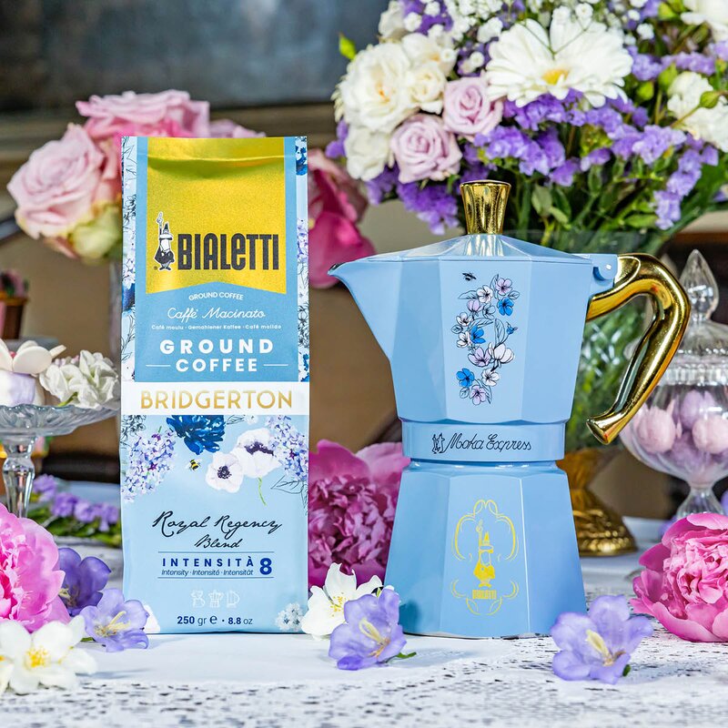 Bialetti Bridgerton Moka Express mokkakanne 6 kopper 27 cl blå/gull