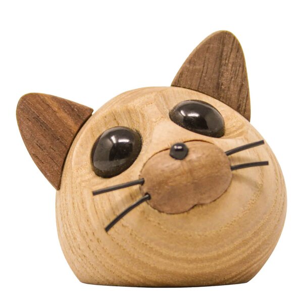 FableWood Figaro kattunge trefigur 6 cm ask/valnøtt