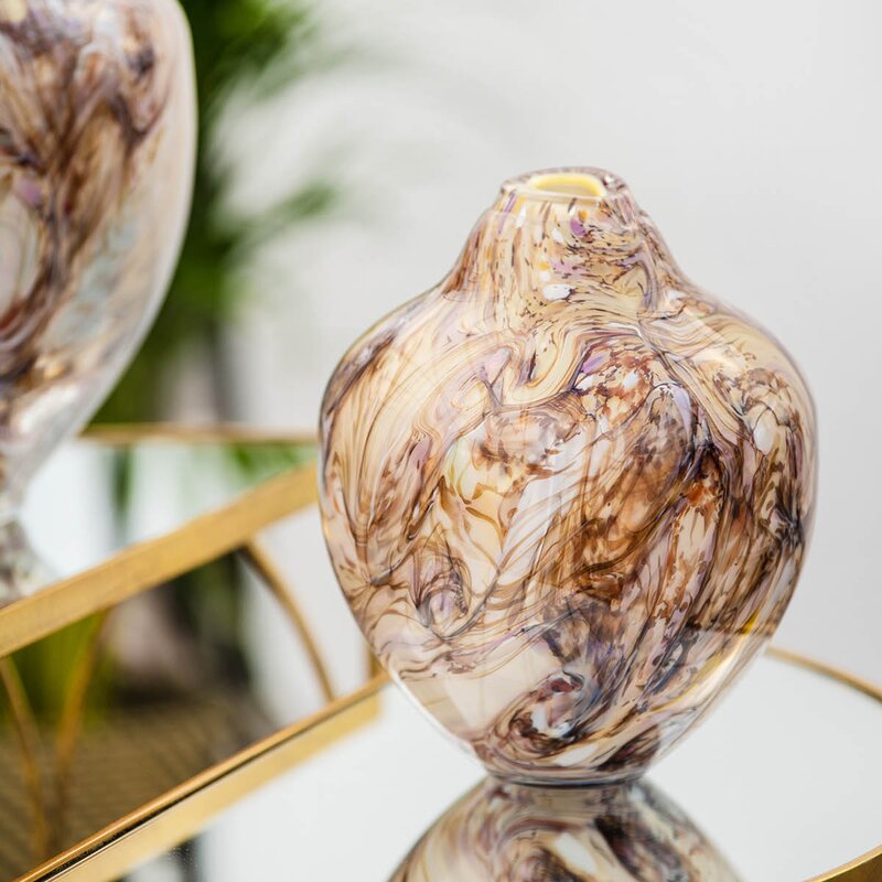 Magnor Unik skulptur kunstglass S 17 cm brun multi 