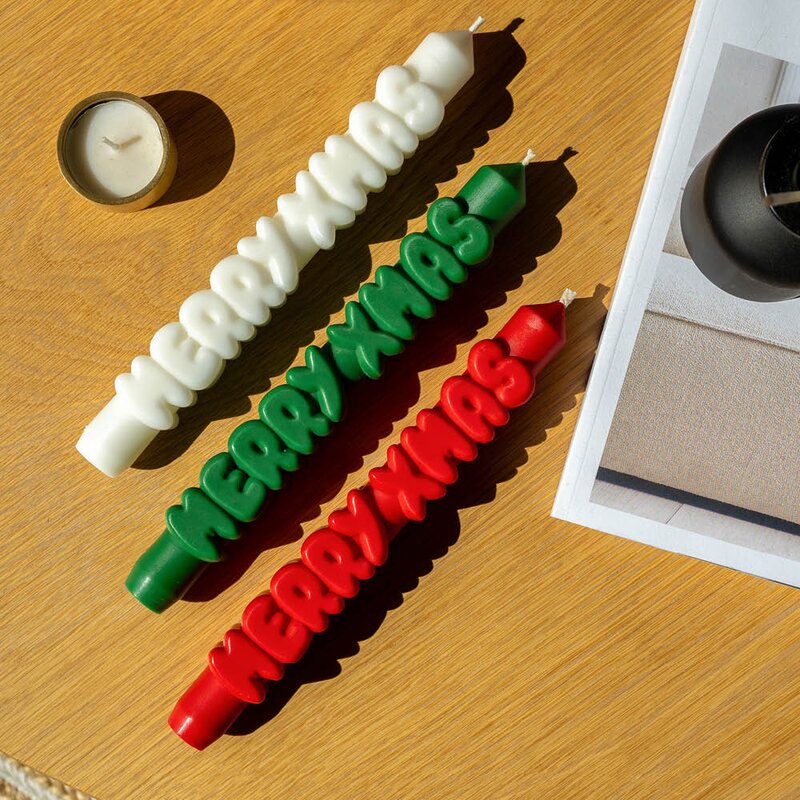 CandleHand 3D kronelys 23 cm MERRY XMAS rød