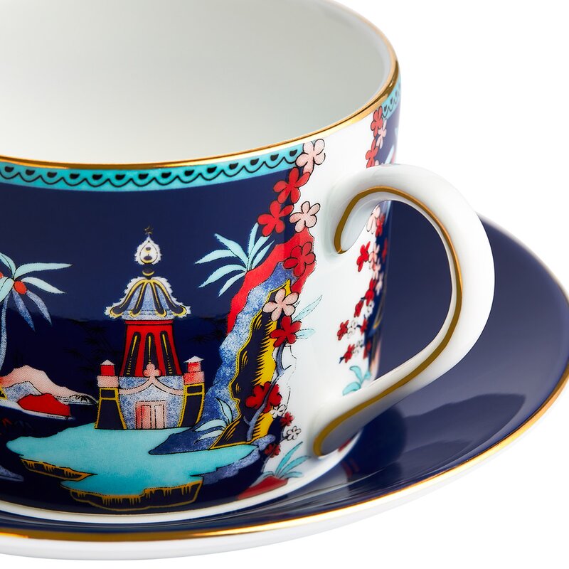 Wedgwood Wonderlust tekopp & asjett blue pagoda