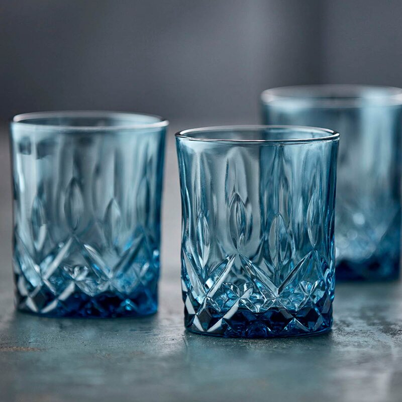 Lyngby Glas Sorrento whiskyglass 32 cl 4 stk blå