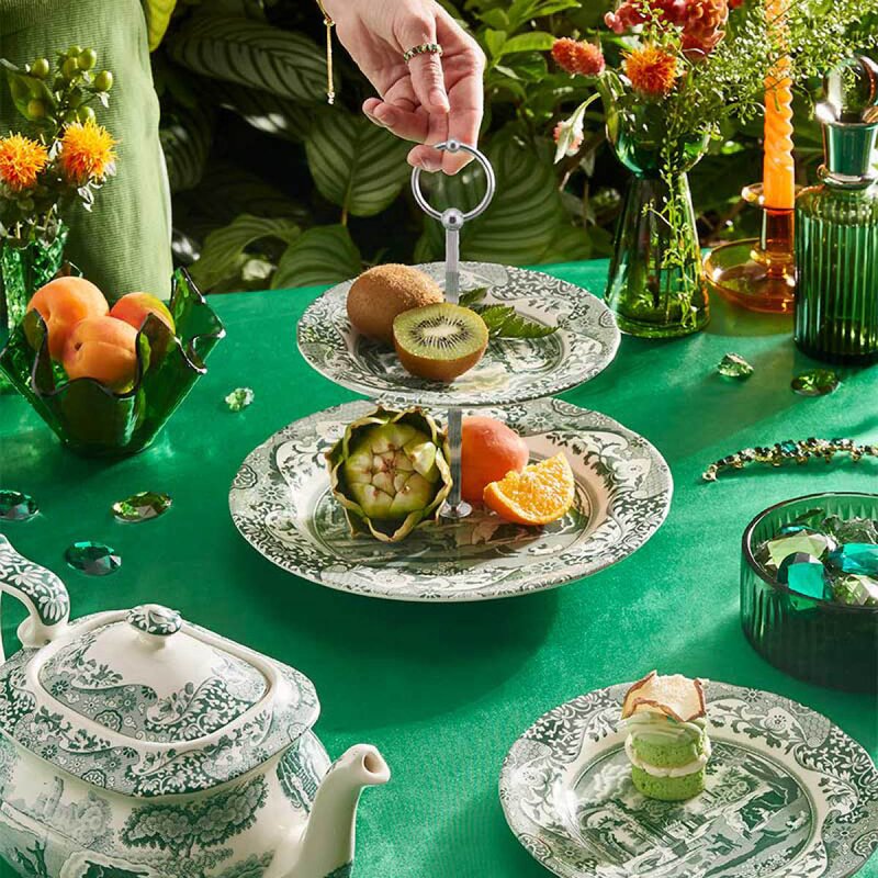 Spode Heritage Green Italian etasjefat med to plan 23,5x27 cm 