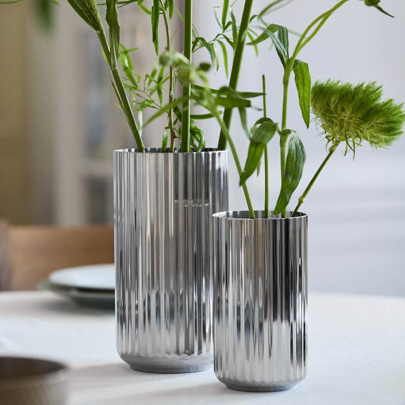 Lyngby Porcelæn Vase 20,5 cm rustfritt stål