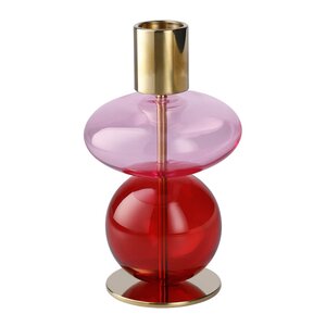 Holmegaard Bubble lysestake 14 cm rosa/rød