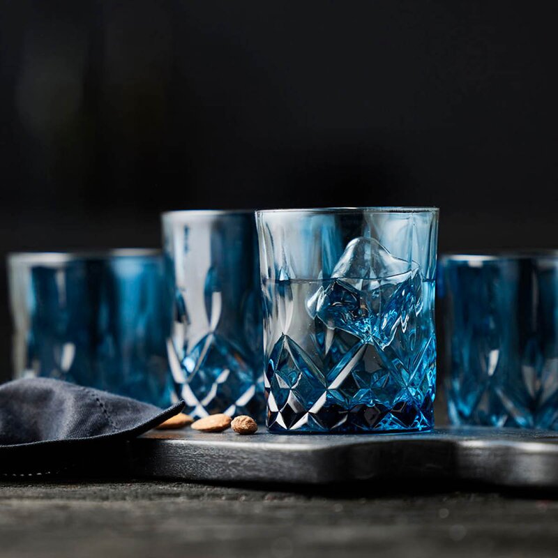Lyngby Glas Sorrento whiskyglass 32 cl 4 stk blå