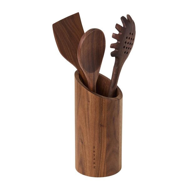 Satake Kjøkkenredskap med stativ 4 deler valnøtt