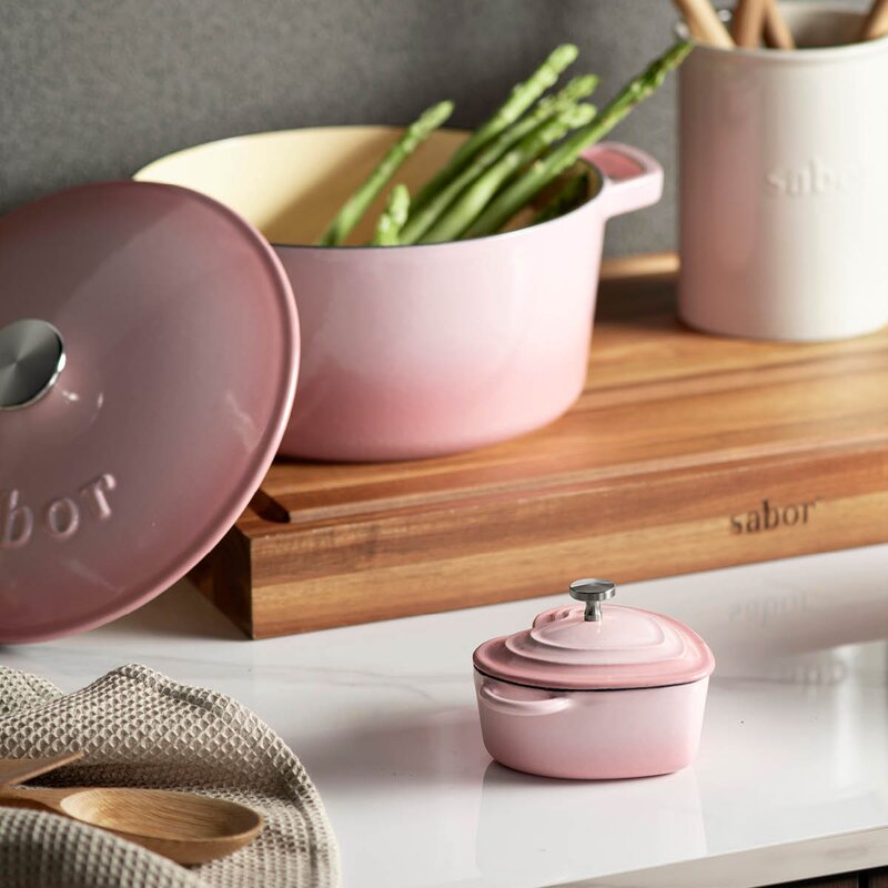 Sabor Mini støpejernsgryte hjerteformet 22 cl blush pink