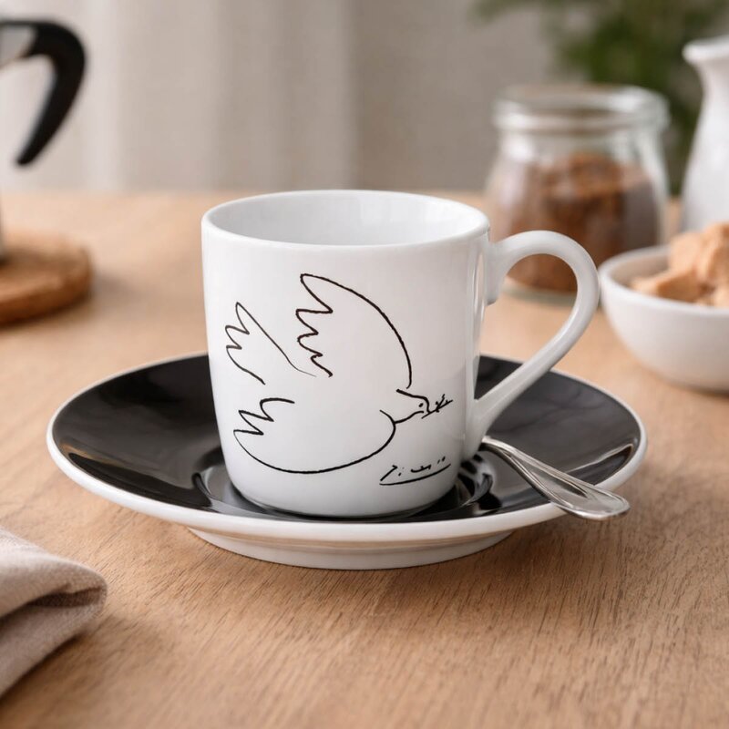 Könitz Picasso espressokopp med skål 8,5 cl 2 par La Colombe De La Paix