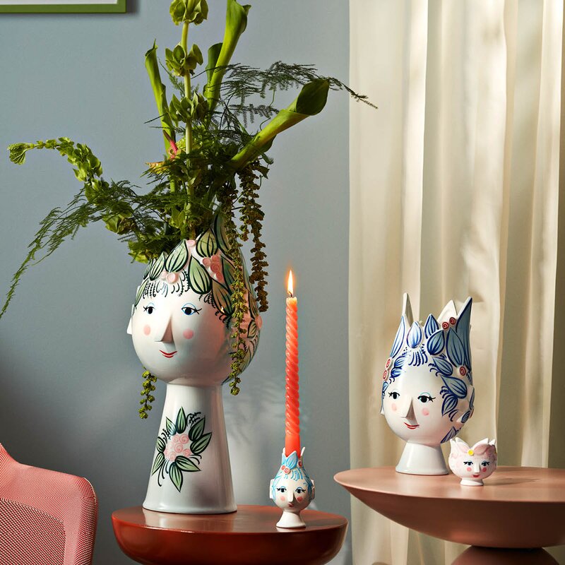 Bjørn Wiinblad Titania lysestake 11,5 cm lys blå