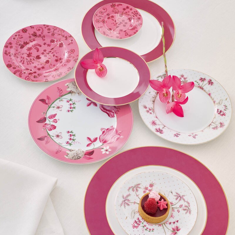 Pip Studio Jolie Flowers tallerken 17 cm rosa
