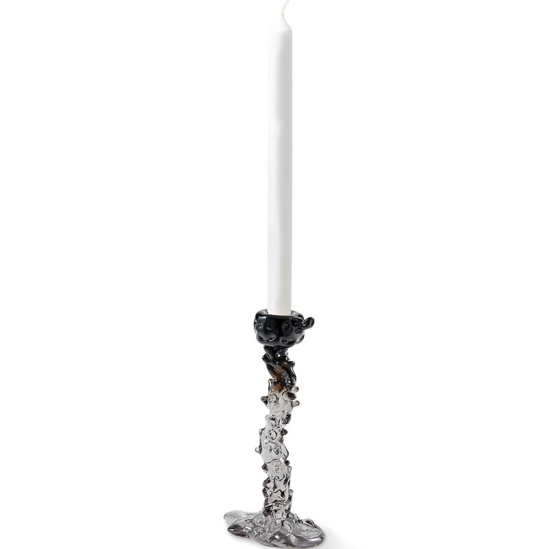 Pols Potten Drip lysestake i glass L 25 cm svart