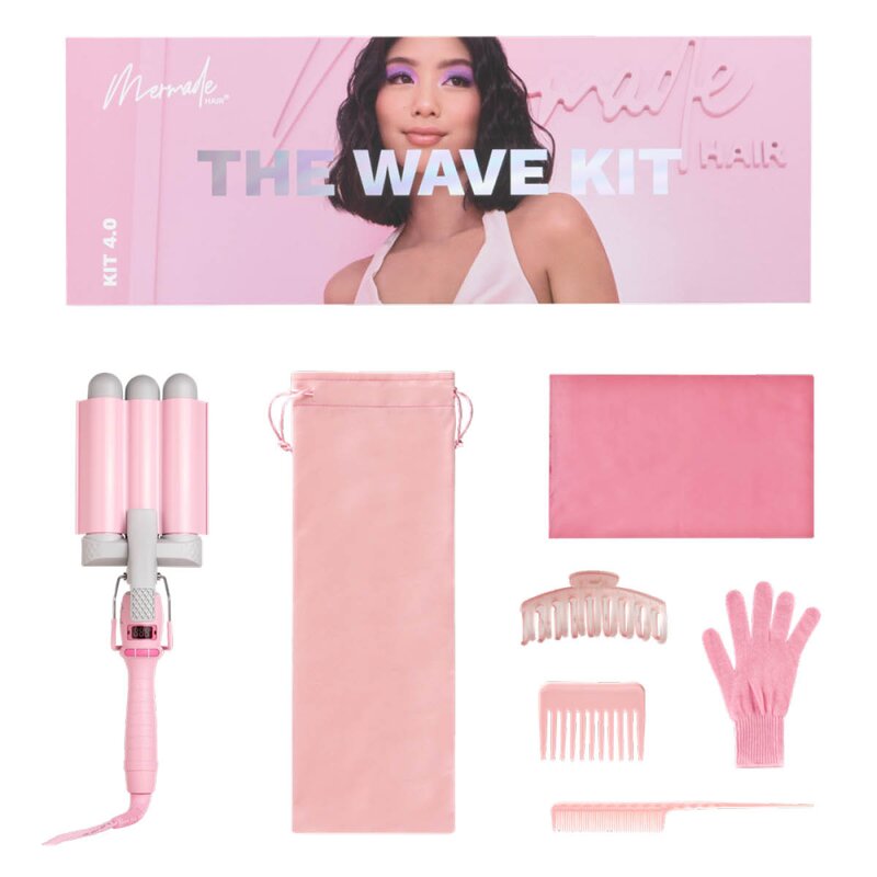 Mermade Bølgetangsett triple waver 6 deler rosa