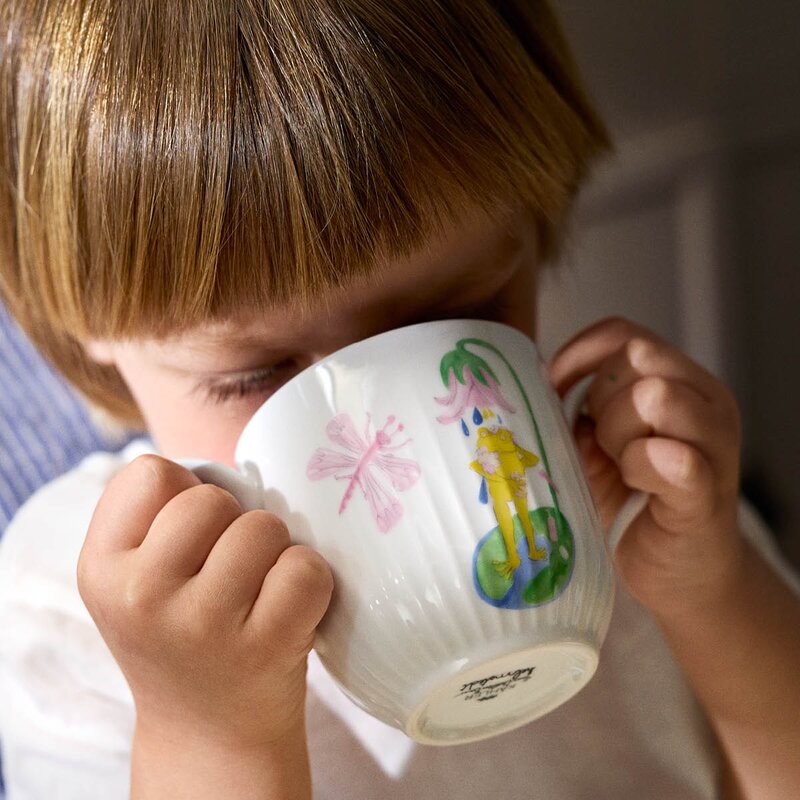 Kähler Hammershøi Kids sett med krus/tallerken og skål hvit m/deko