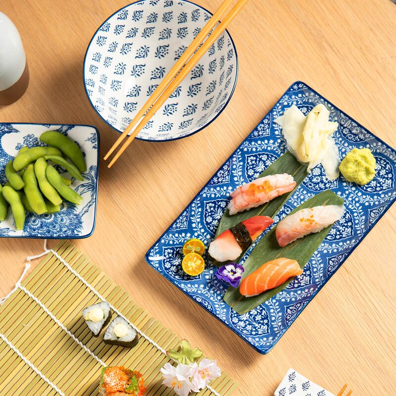 Stiernholm Sakura tallerken 25x16 cm blå/hvit