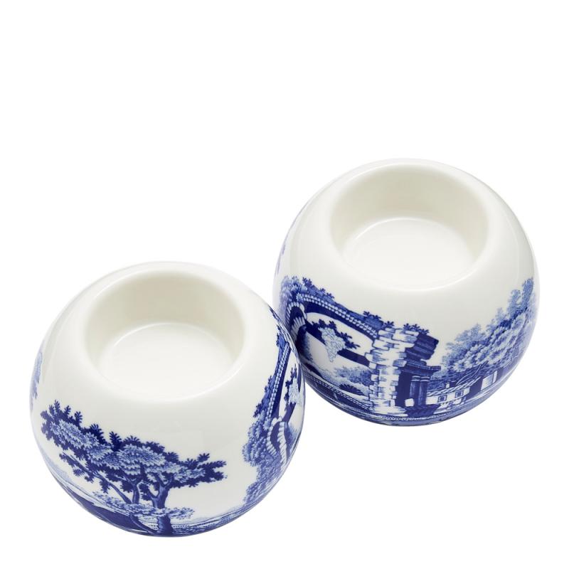 Spode Blue Italian telysholdere 2 stk blå/hvit