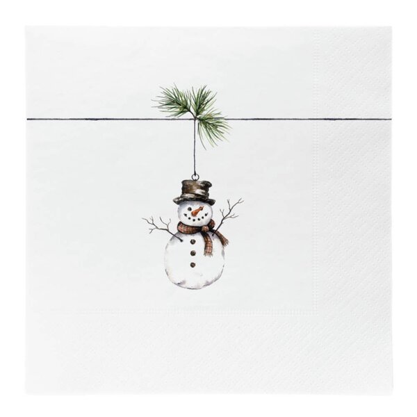 Sögne Home Tradisjon juleserviett lunsj 33x33 cm 20 stk snømann