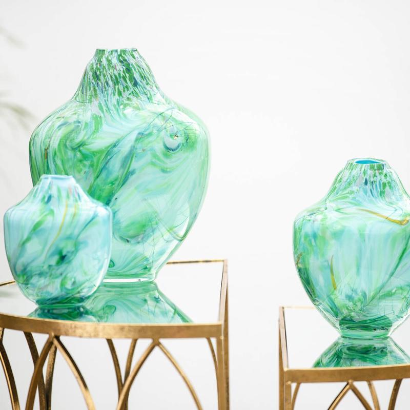 Magnor Unik skulptur kunstglass L 17 cm grønn multi 