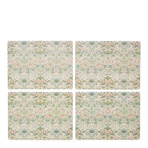 Spode Morris & Co Strawberry Thief bordbrikker 4 stk grønn