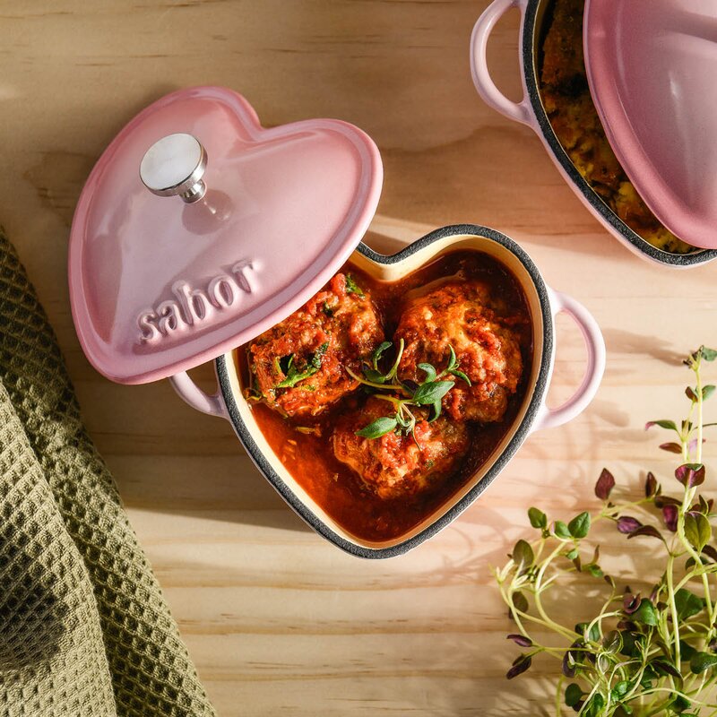 Sabor Mini støpejernsgryte hjerteformet 22 cl blush pink