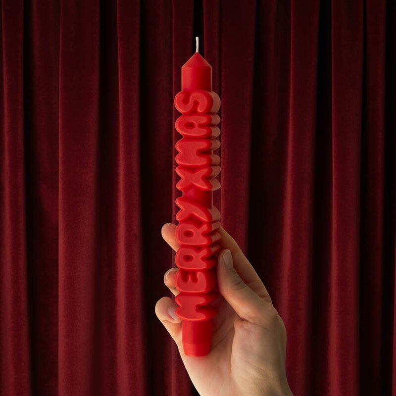 CandleHand 3D kronelys 23 cm MERRY XMAS rød