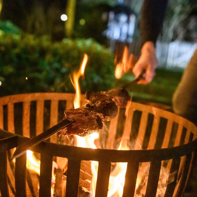 Forged Churrasco grillspyd V-form 60 cm stål/oliventre