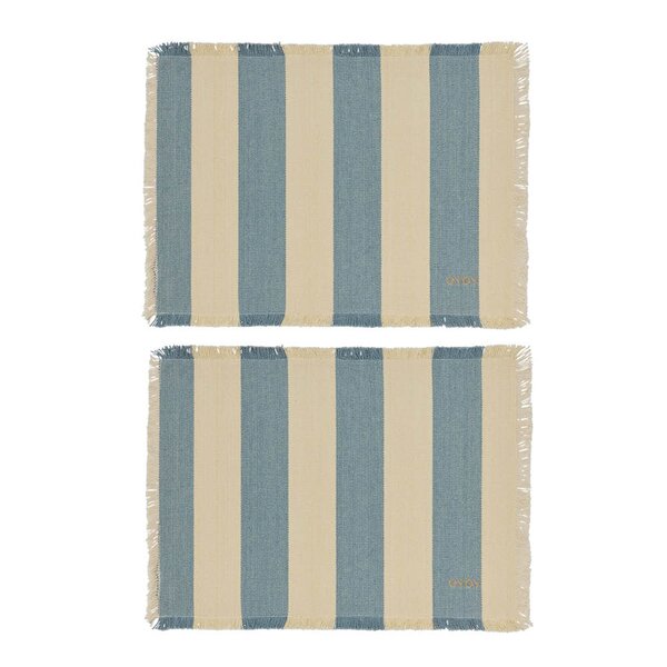 OYOY Toppu bordbrikke 48x36 cm 2 stk blue/offwhite
