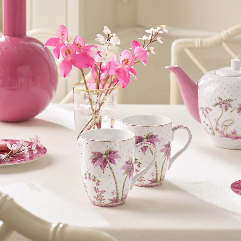 Pip Studio Jolie Dots krus stor 36,5 cl 2 stk gull/rosa