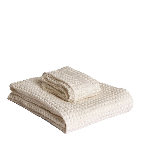 The Organic Company Big Waffle gavesett med håndkle og badelaken stone