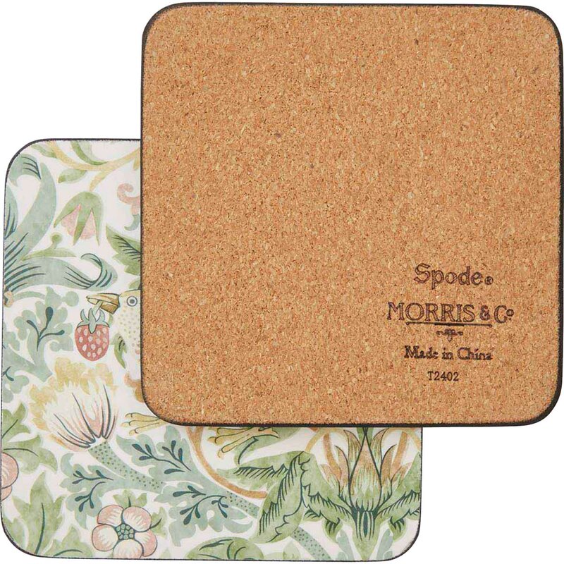 Spode Strawberry Thief glassunderlag 6 stk grønn