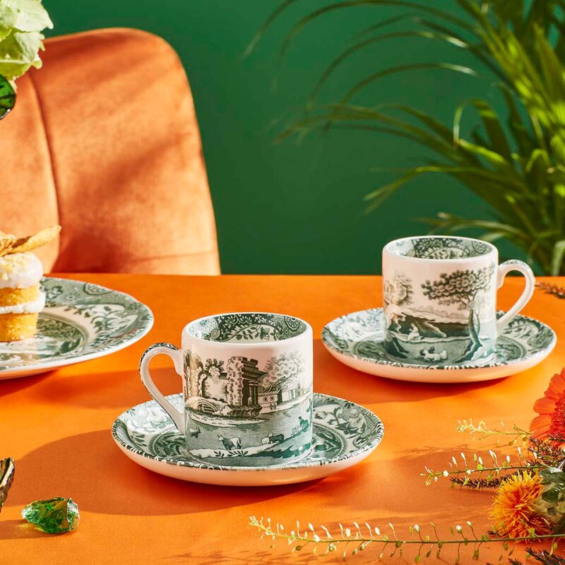 Spode Heritage Green Italian espressokopp med skål 9cl 