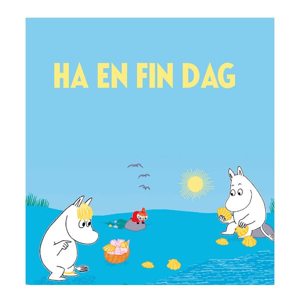 Moomin Mummi kort dobbelt 7,5x7,5 cm Ha en fin dag blå