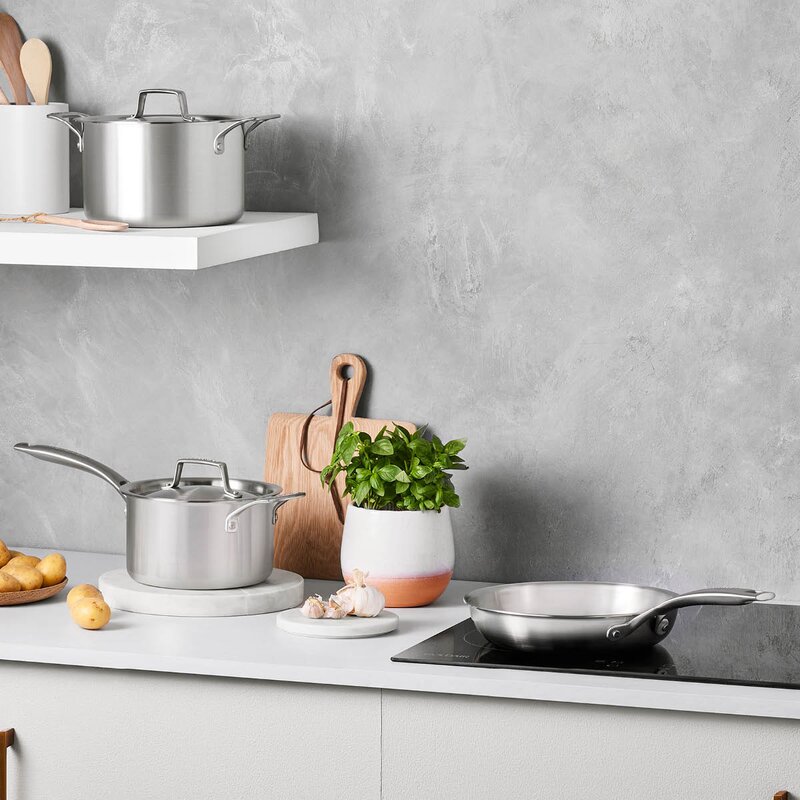 Le Creuset Essential 3-ply grytesett 3 deler inkl stekepanne stål/keramisk
