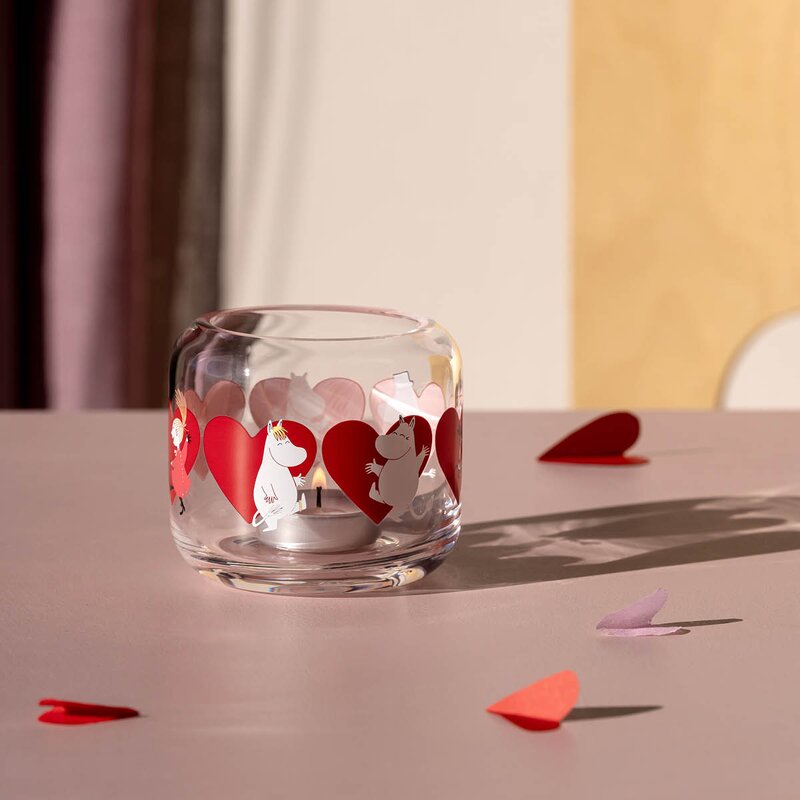 Muurla Mummi telysholder 8 cm hjerter rød