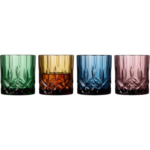 Lyngby Glas Sorrento whiskyglass 32 cl 4 stk assorterte farger