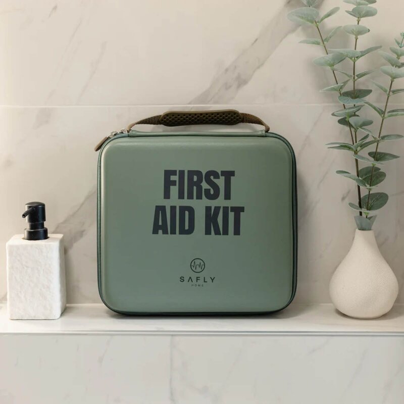 Safly Førstehjelpsskrin stor 30x28x8,5 cm mosegrønn