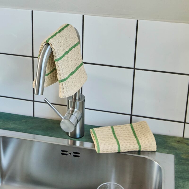 House Doctor Rena oppvaskklut i bomull 30x30 cm 2 stk sand/grønn